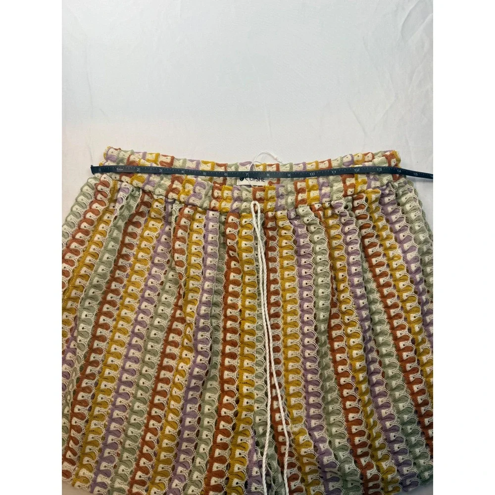 Cupshe L Crochet Knit Swim Cover Up Shorts Women's Multicolor Beach Boho NWT‎